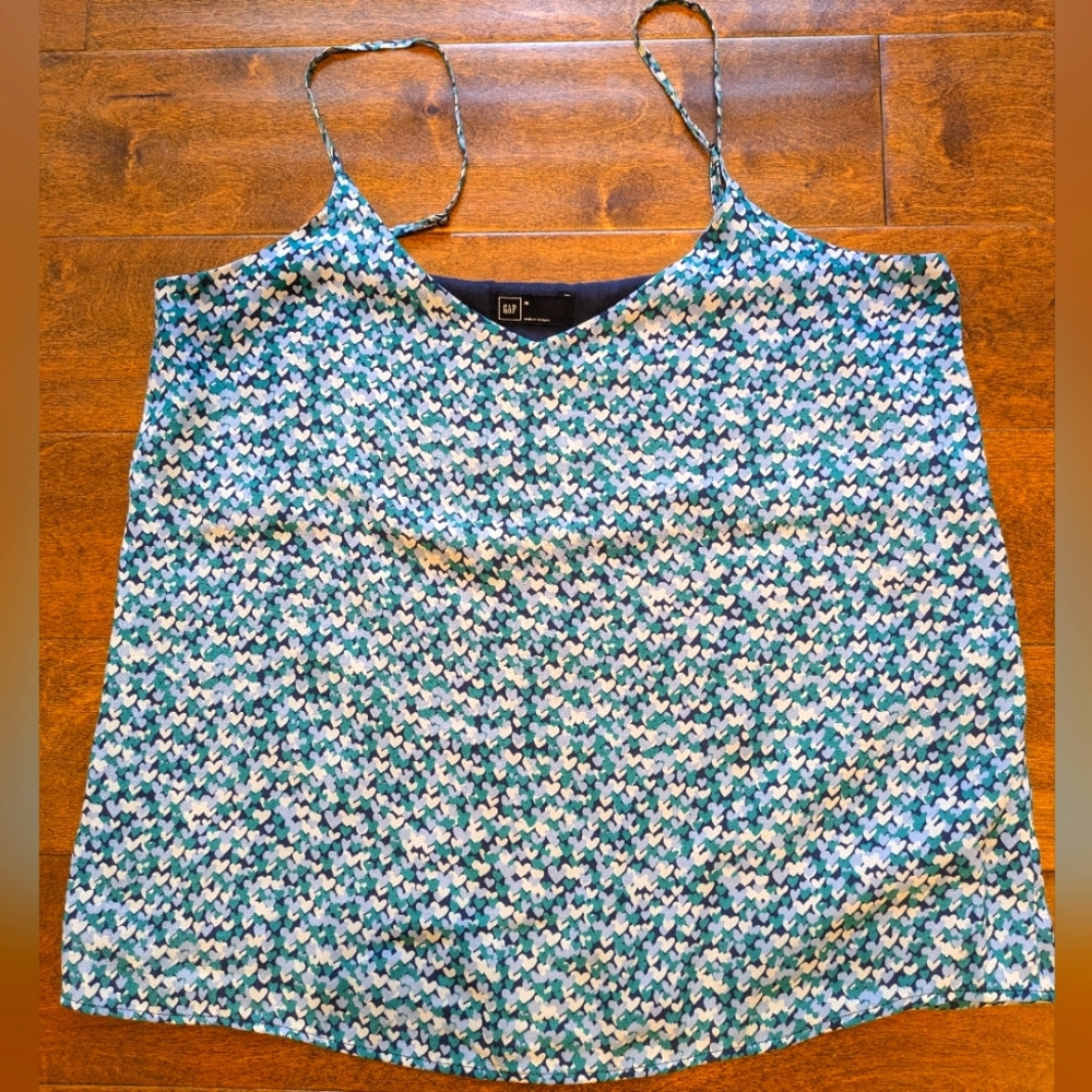 Gap M Green White Blue Hearts Tanktop